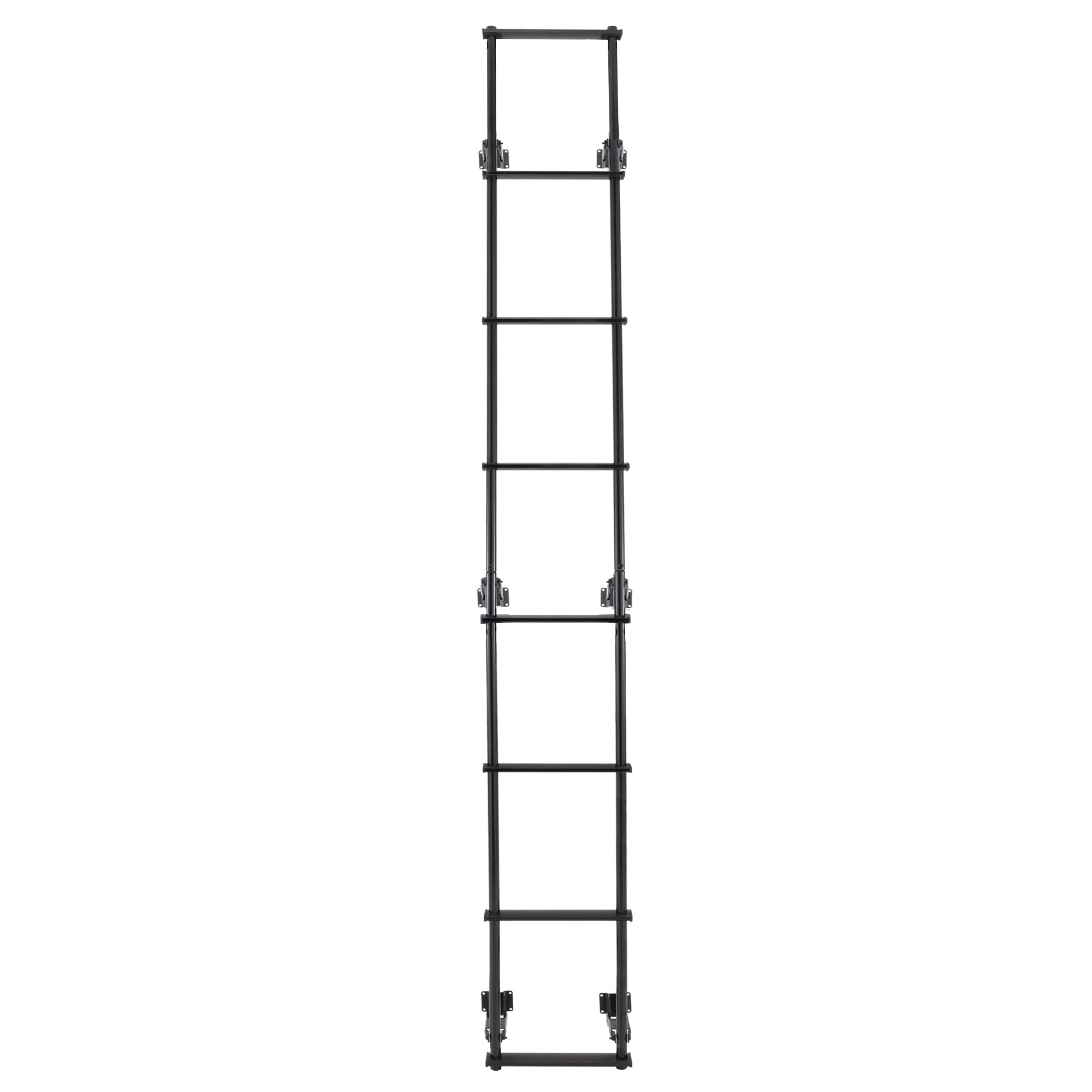 RecPro RV Toy Hauler Low Profile Universal 106.5 Collapsible Ladder with Hinges (Black)