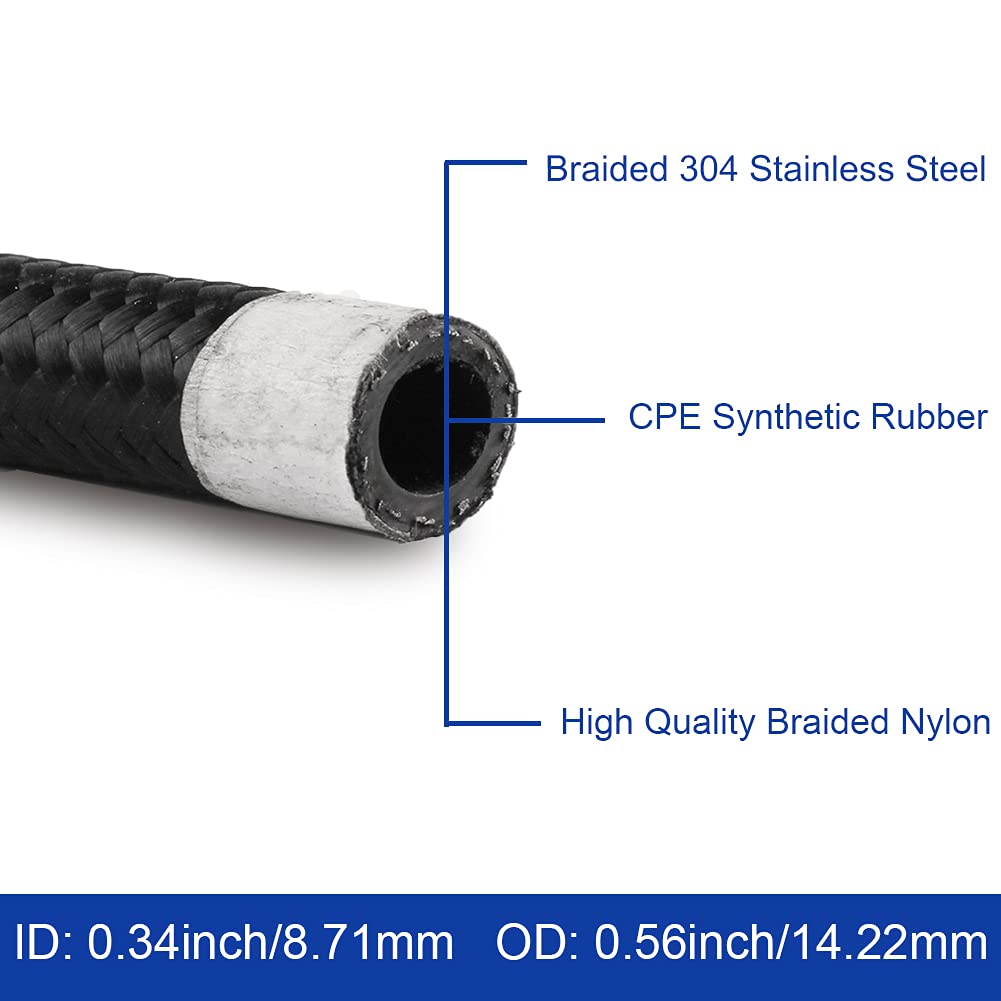 3/8 Fuel Line 6An Transmission Cooler Hose 20Ft High Pressure Marine Braided Fuel Injection Hose For Oil, Gas, Fuel, Diesel, Hydraulic