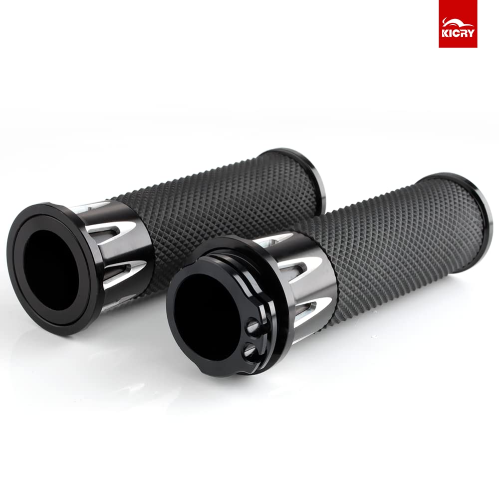 KICRY 1'' Motorcycle Hand Grips Black Chrome Handlebar Grips Compatible with Harley Touring Honda Yamaha Suzuki Kawasaki (Claw B