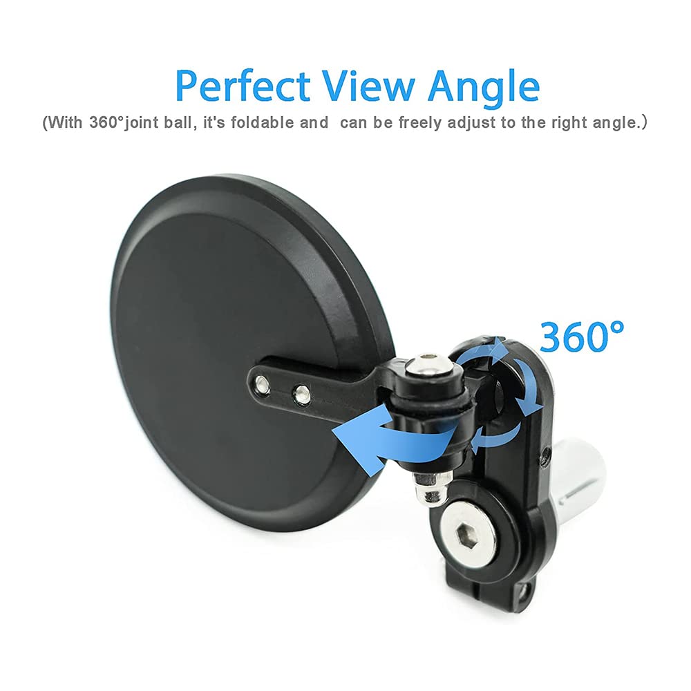 Universal Motorcycle Mirrors Cafe Racer Mirrors Foldable Motorcycle Bar End Rear View Side Mirrors 3 Inch Round Folding Compatib
