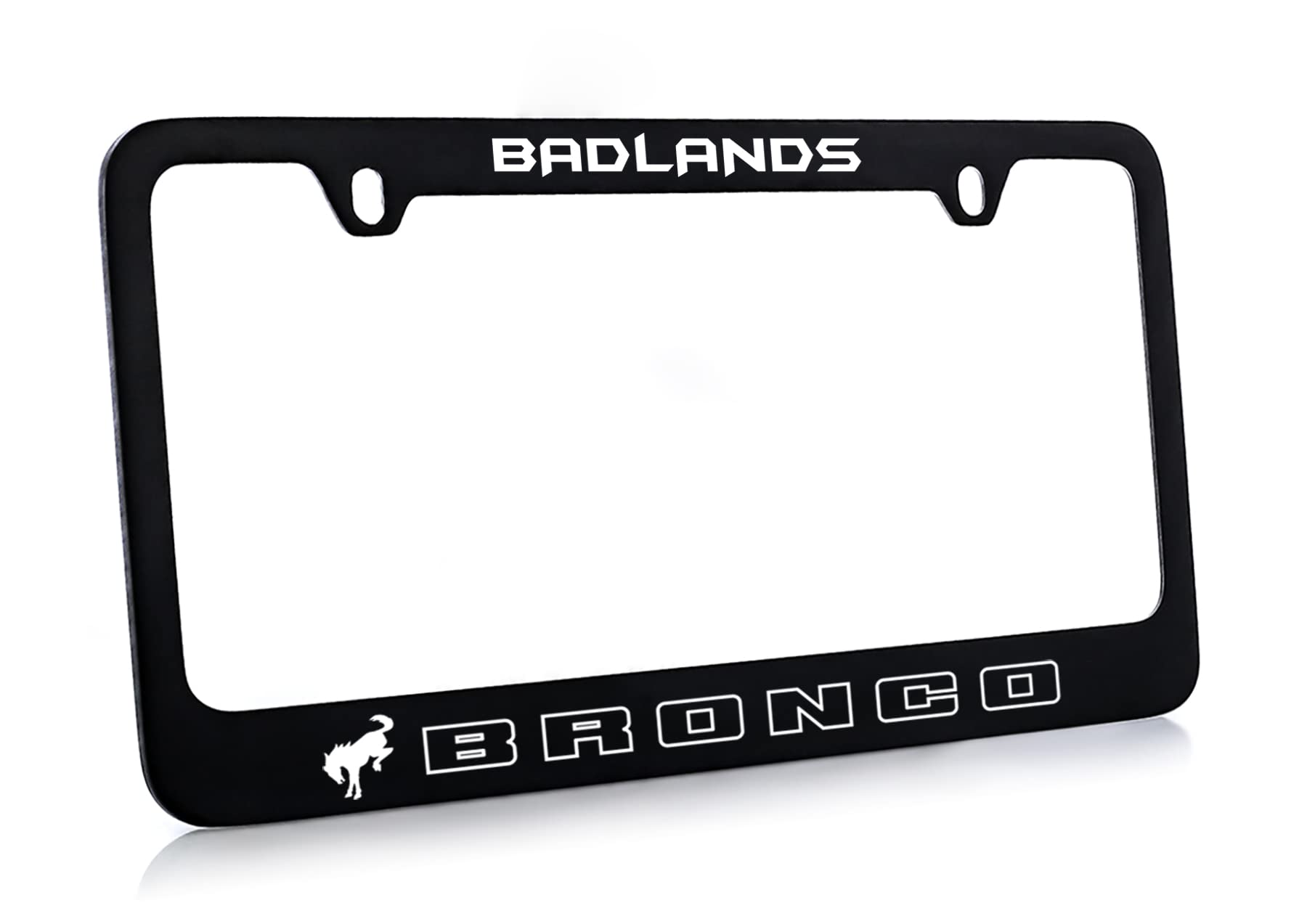 Ford Bronco Metal License Plate Frame - UV Printed, Badlands Color, Brass Material