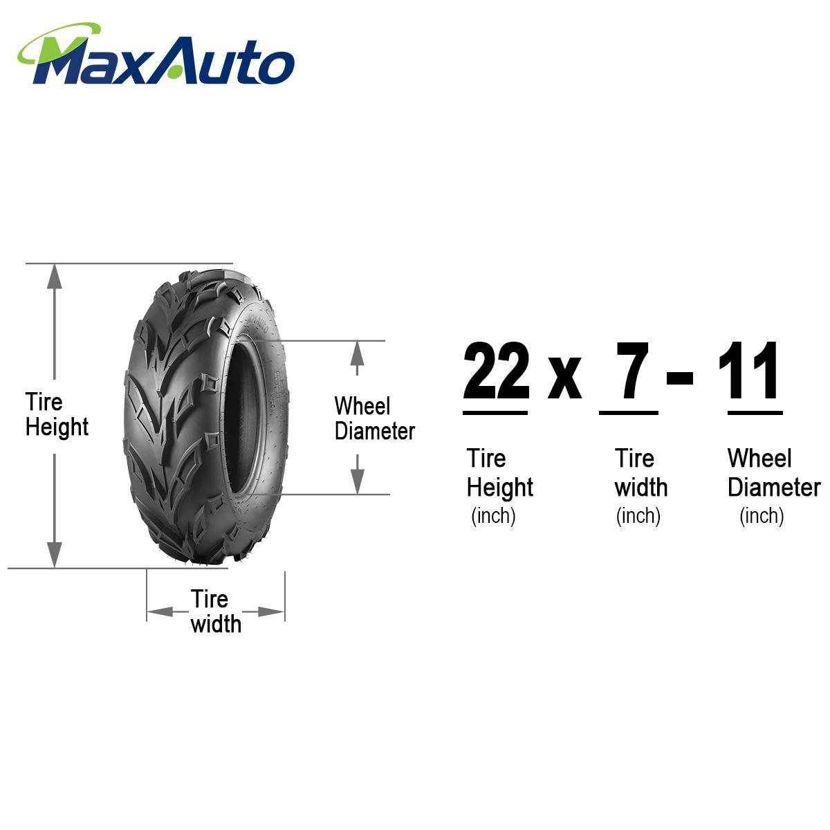 Maxauto 22X7-11 Sport Atv Tires 22X7X11 Quad Tires Compatible With Honda Recon 250 Suzuki Ozark 250,6 Pr Tubeless All Terrain Ut