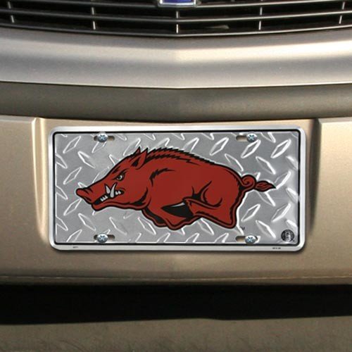 Arkansas Razorbacks Diamond Metal License Plate