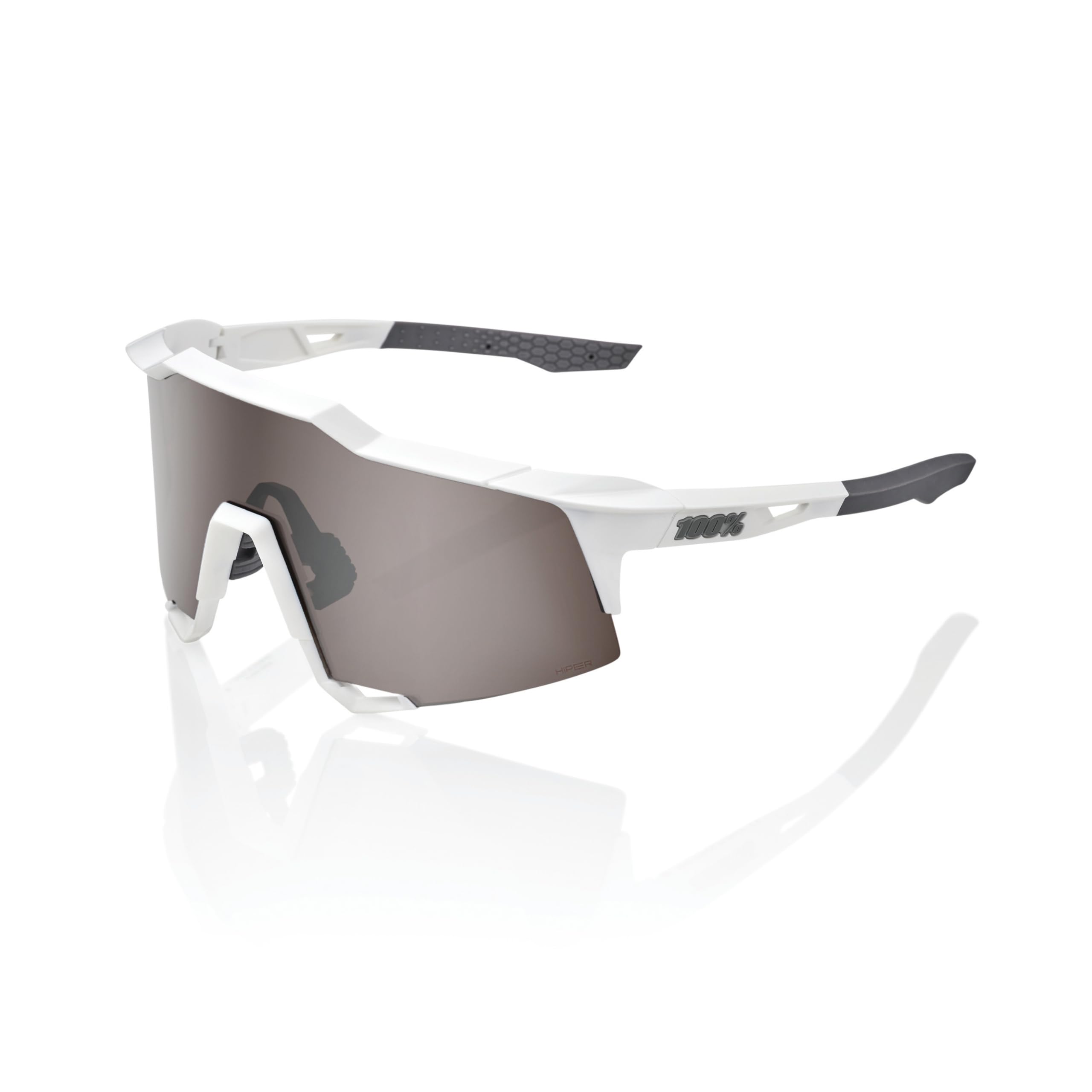 100% SPEEDCRAFT Sport Performance Cycling Sunglasses (Matte White - HiPER Silver Mirror Lens)
