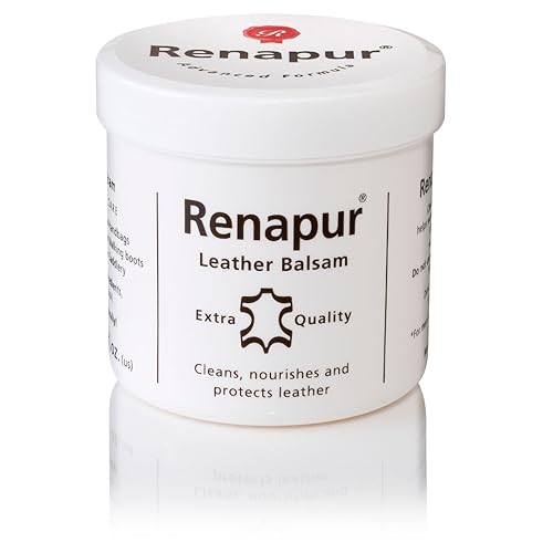 Renapur Leather Balsam, Natural Conditioner, Protector And Restorer — For Leather Furniture, Footwear, Purses & Bags, Car Interiors & Bikes, Saddlery & Tack. (6.7 Fl Oz + Applicator Sponge)