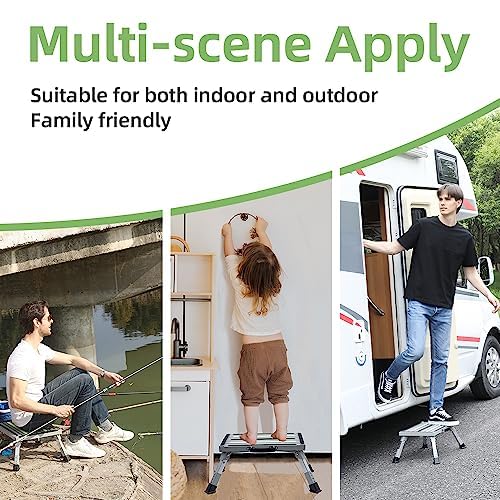 Garfatolrv Safety Rv Steps Iron Adjustable Height Folding Platform Step With Glow In The Dark Tapes Camper Steps Supports Up To