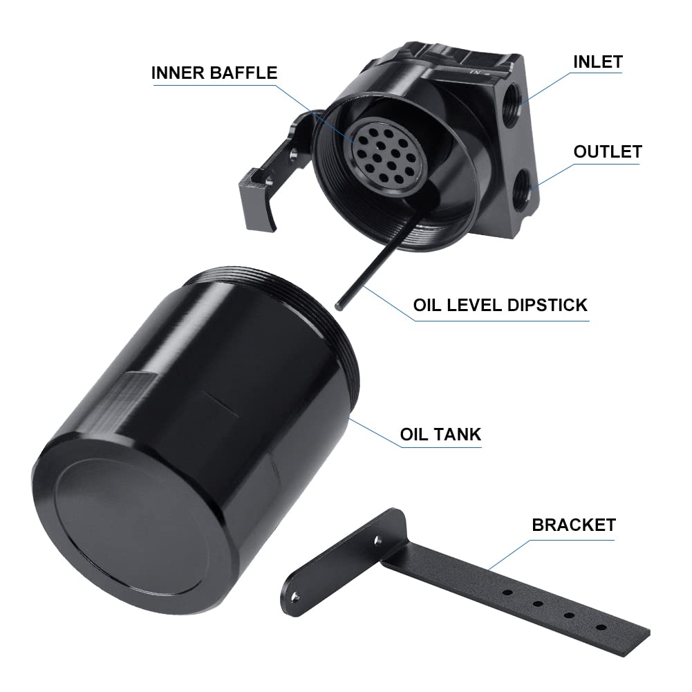 Jdmon Oil Catch Can, Passenger Side Oil Separator Compatible With Ford F150 2.7Eb 3.5Eb 5.0L Passenger Side 2011-2021, Expedition 3.5L Ecoboost 2018-2021, Raptor 3.5L Ecoboost 2017-2021, 350Ml Black