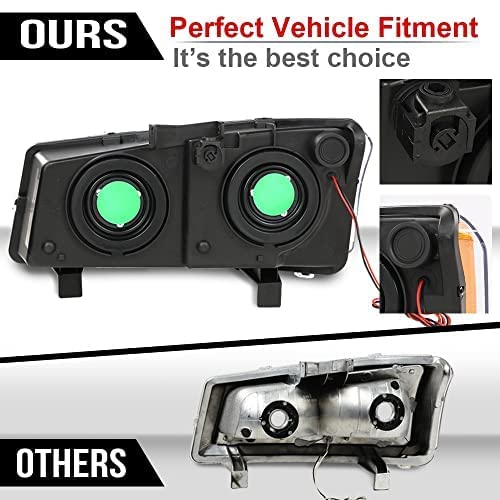 G-Plus Led Drl Headlights, Compatible With 2003 2004 2005 2006 Chevy Silverado Avalanche, Smoky Lens Black Housing Amber Reflect