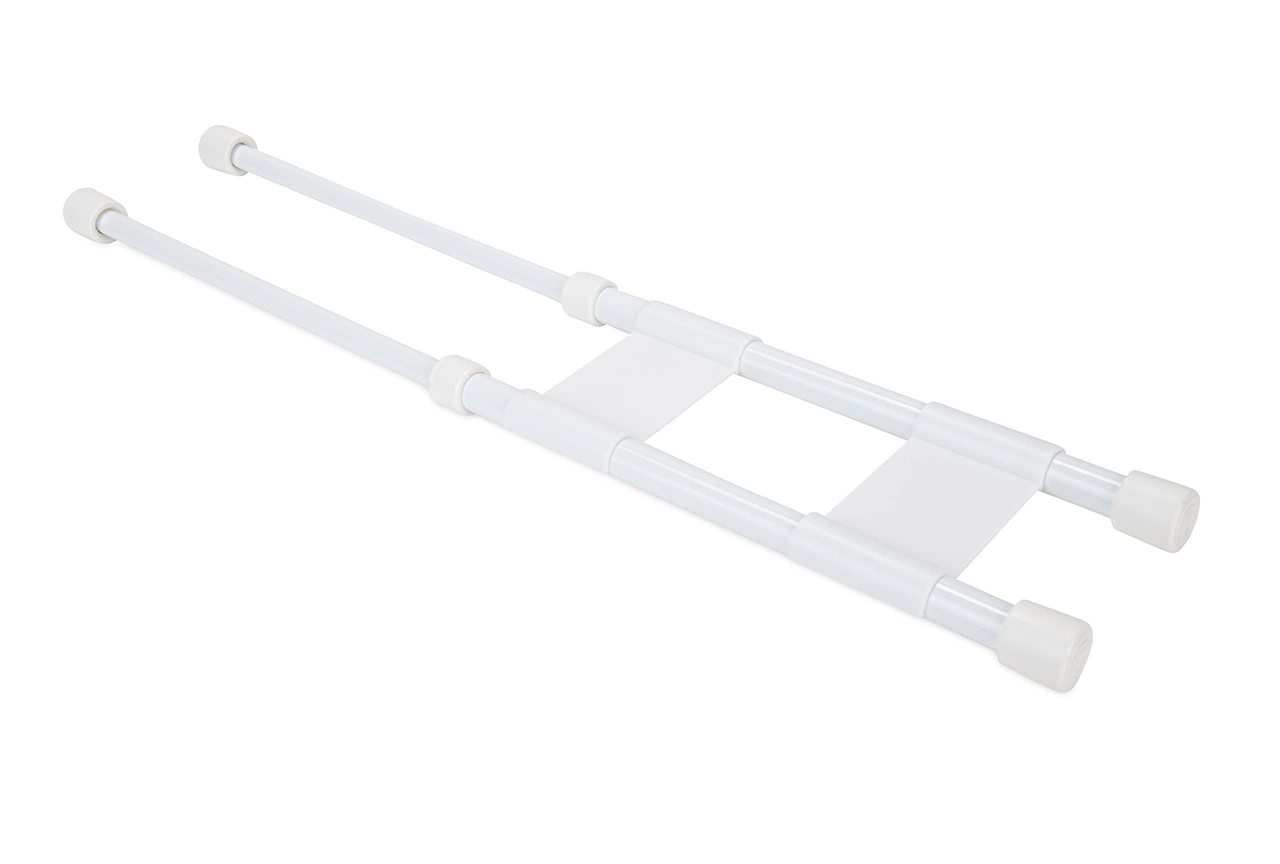 Camco Rv Cupboard Double Bar | Adjustable Spring-Loaded Tension Bars Compress And Extend In Size From 10 To 17-Inches | White (4