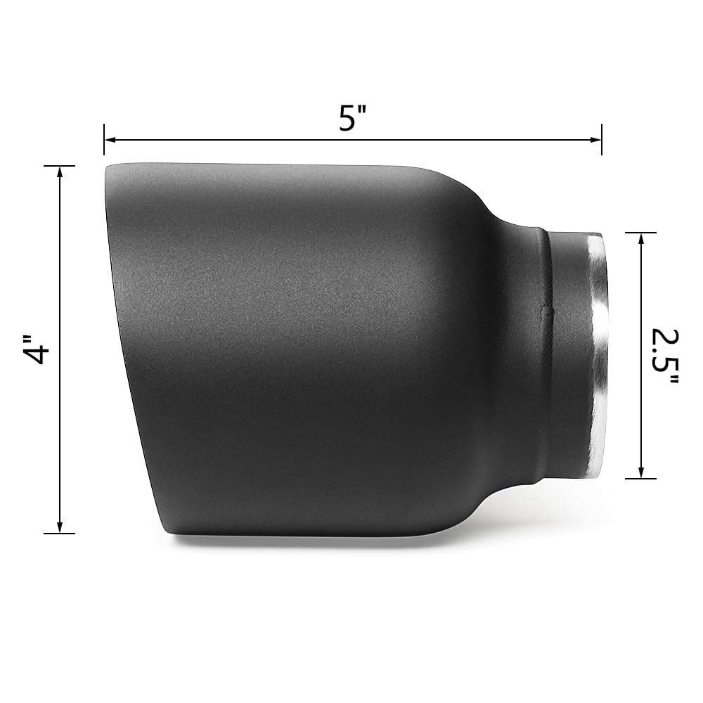 Lcgp 2.5'' To 4'' Diesel Black Exhaust Tip, 5'' Overall Length, Double Wall Design