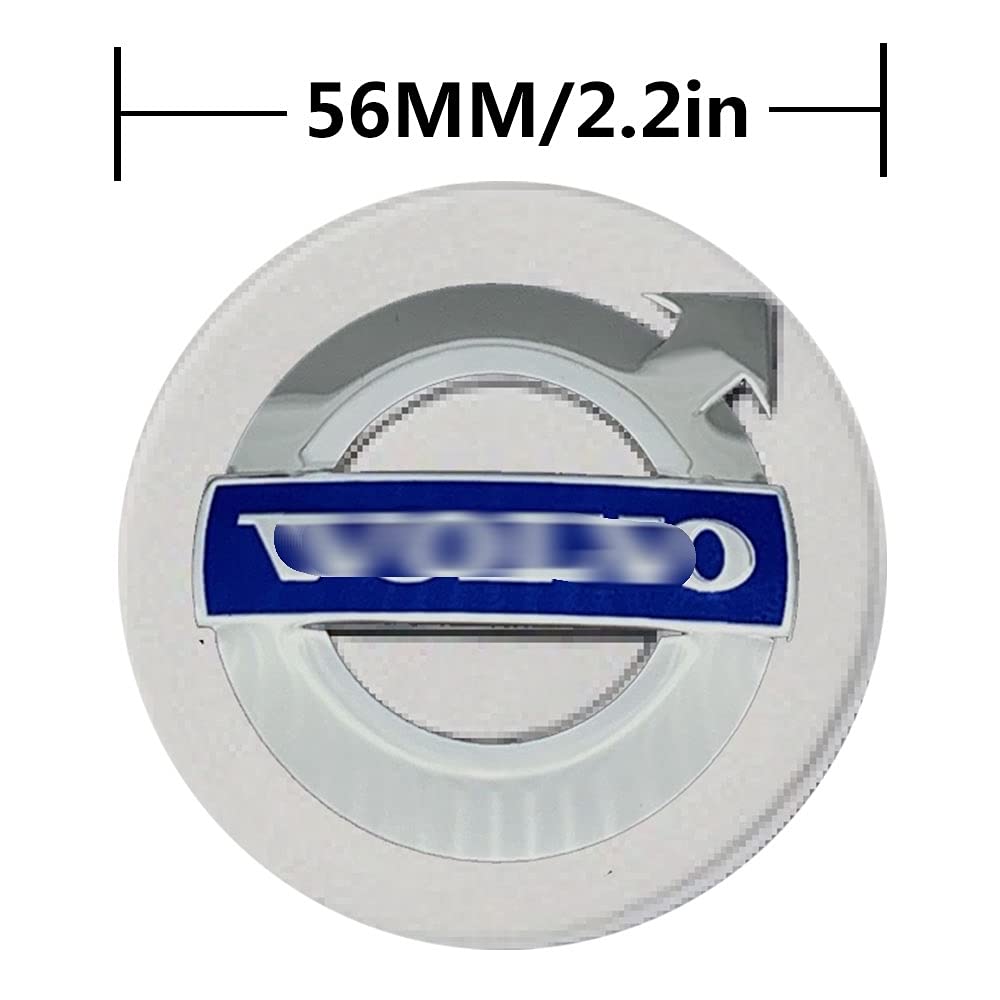 Jd Auto 4Pcs 56Mm 2.2'' Emblem Badge Sticker Wheel Hub Caps Center Cover Abs Material (Fit Vo Silver)