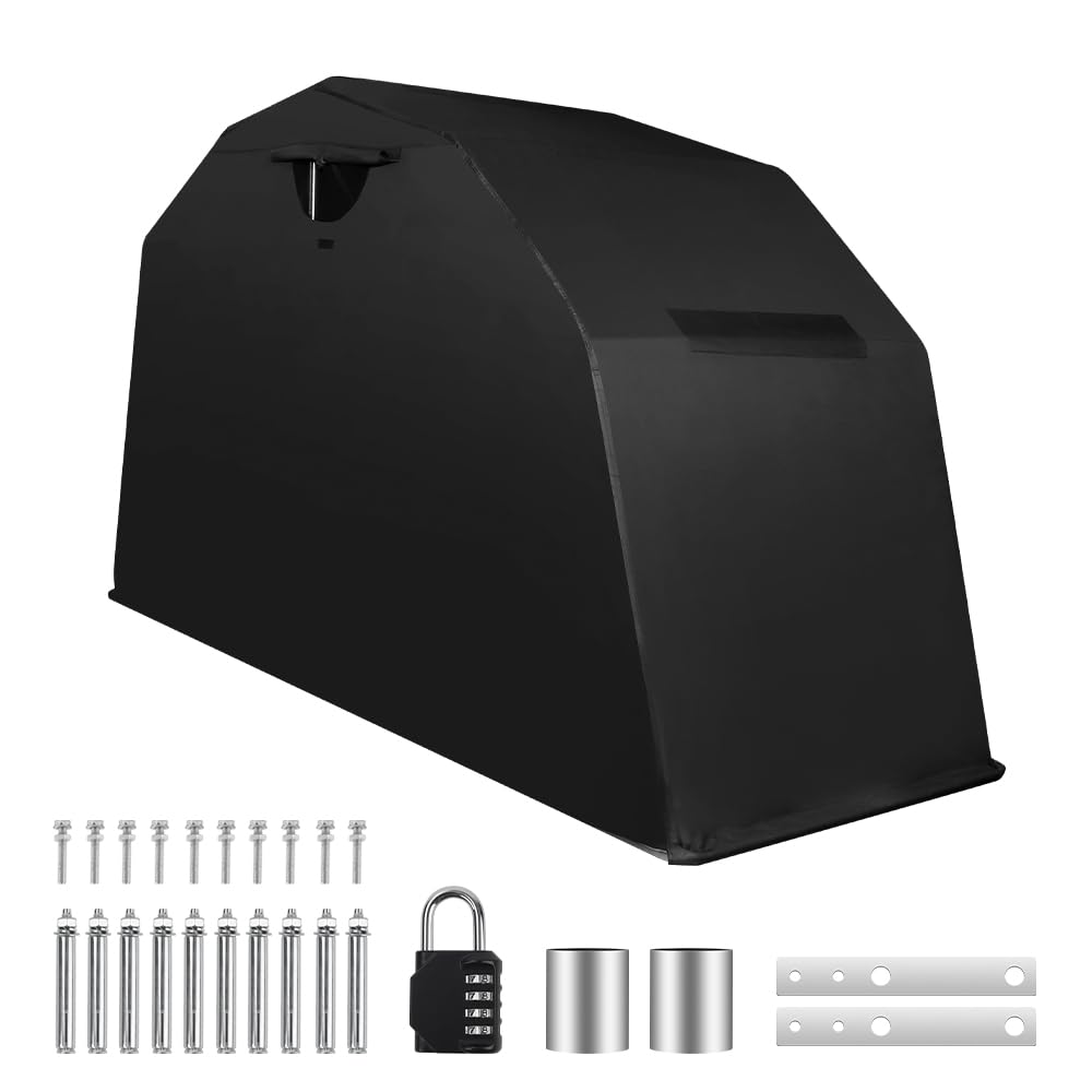 Proeze Heavy Duty Motorcycle Shelter Storage Sheds Motorcycle Garage, 106.3'X 41.3'X 61.1' Motorcycle Cover Waterproof Outdoor Motorcycle Tent With Lock