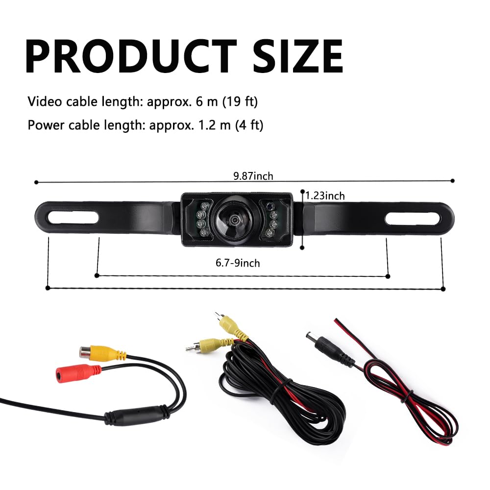 Back Up Camera For Cars With 8 Light,Hd Night Vision License Plate Backup Camera With 170 Wide Angle,Universal Rear View Camera