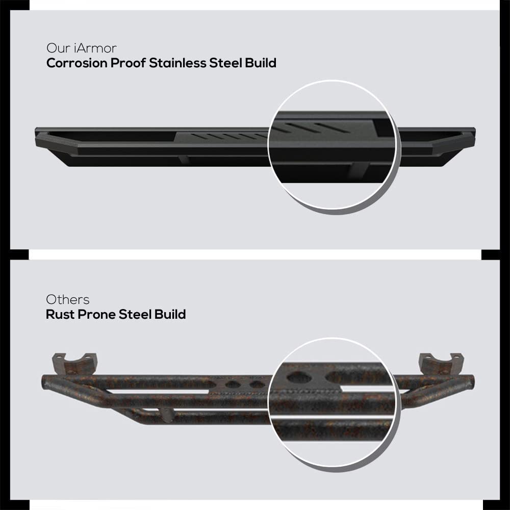 Aps Off-Road 6.5In Side Armor Stainless Steel Running Boards Compatible With Chevy Silverado Gmc Sierra 2007-2018 Regular Cab &