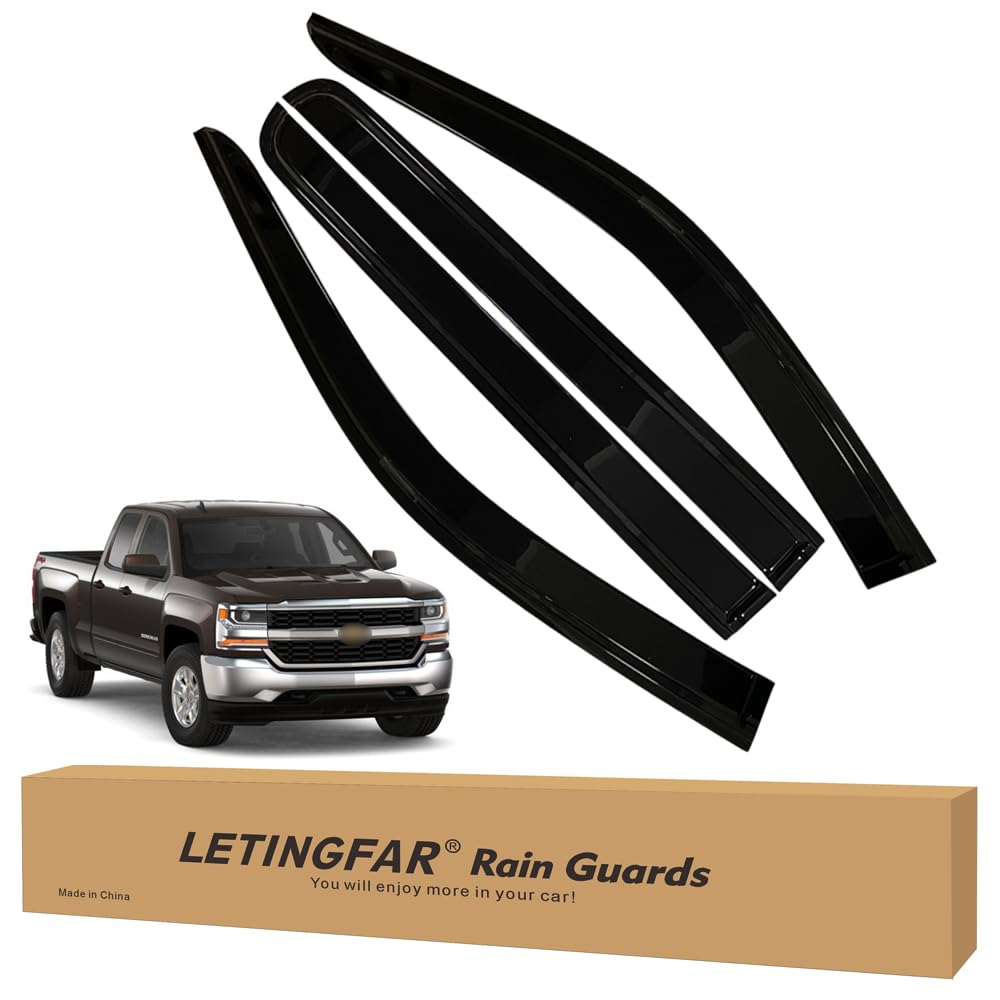 Tape-on Rain Guards for 2014-2018 Chevy Silverado 1500 & GMC Sierra 1500 Crew Cab, for 2014-2018 Silverado & Sierra 1500 Accesso