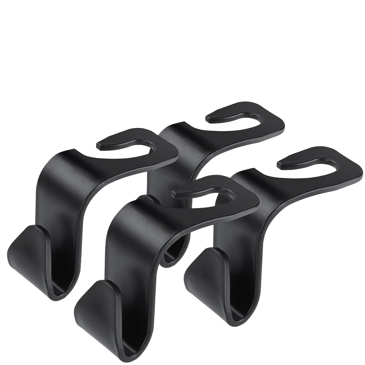 Fitcozi Car Backseat Headrest Hook/Hanger Durable Organizer Space Saver for Handbag, Wallets, Grocery Bags (Black, Pack of 4)