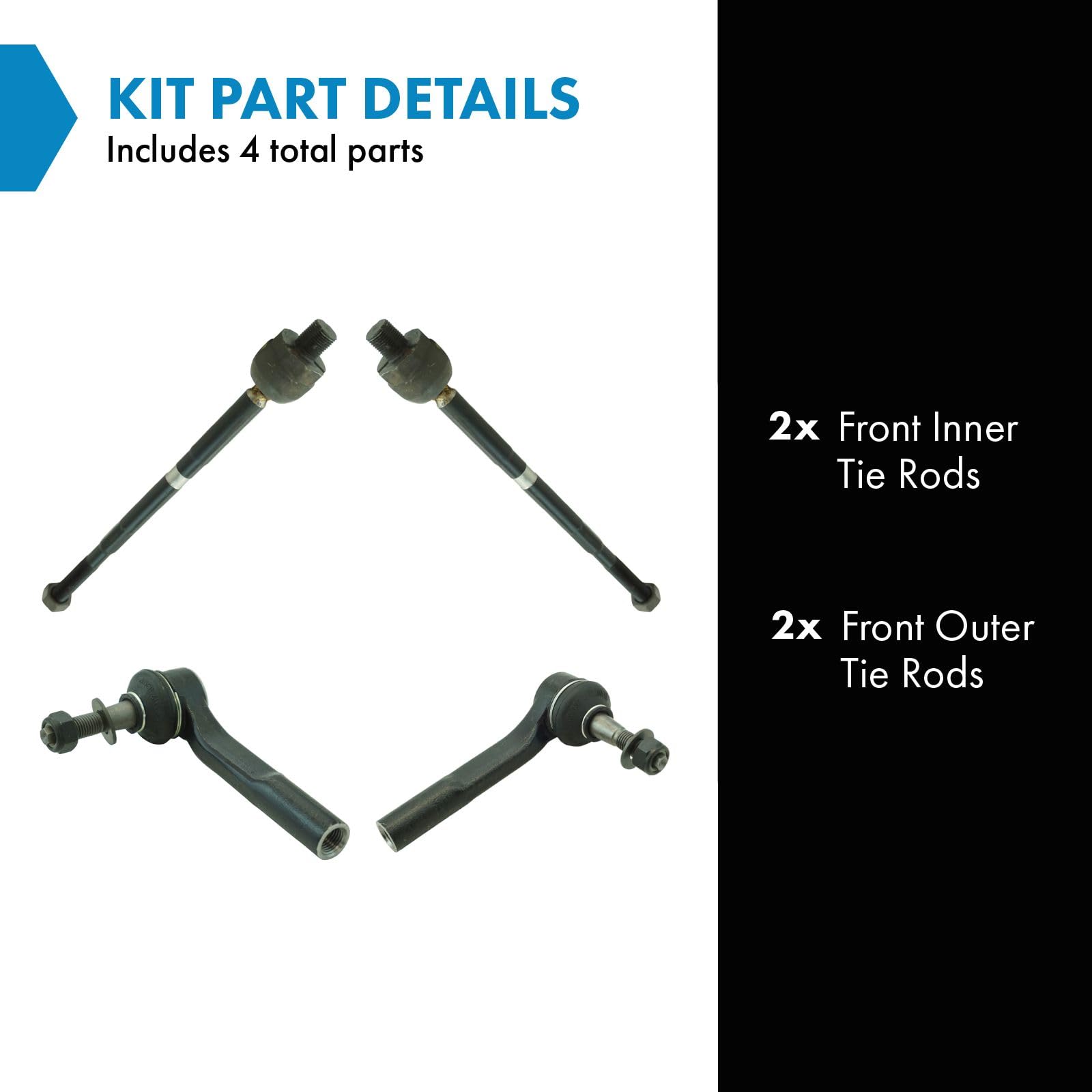Trq Front Tie Rod Set Compatible With 2006-2009 Saab 9-3