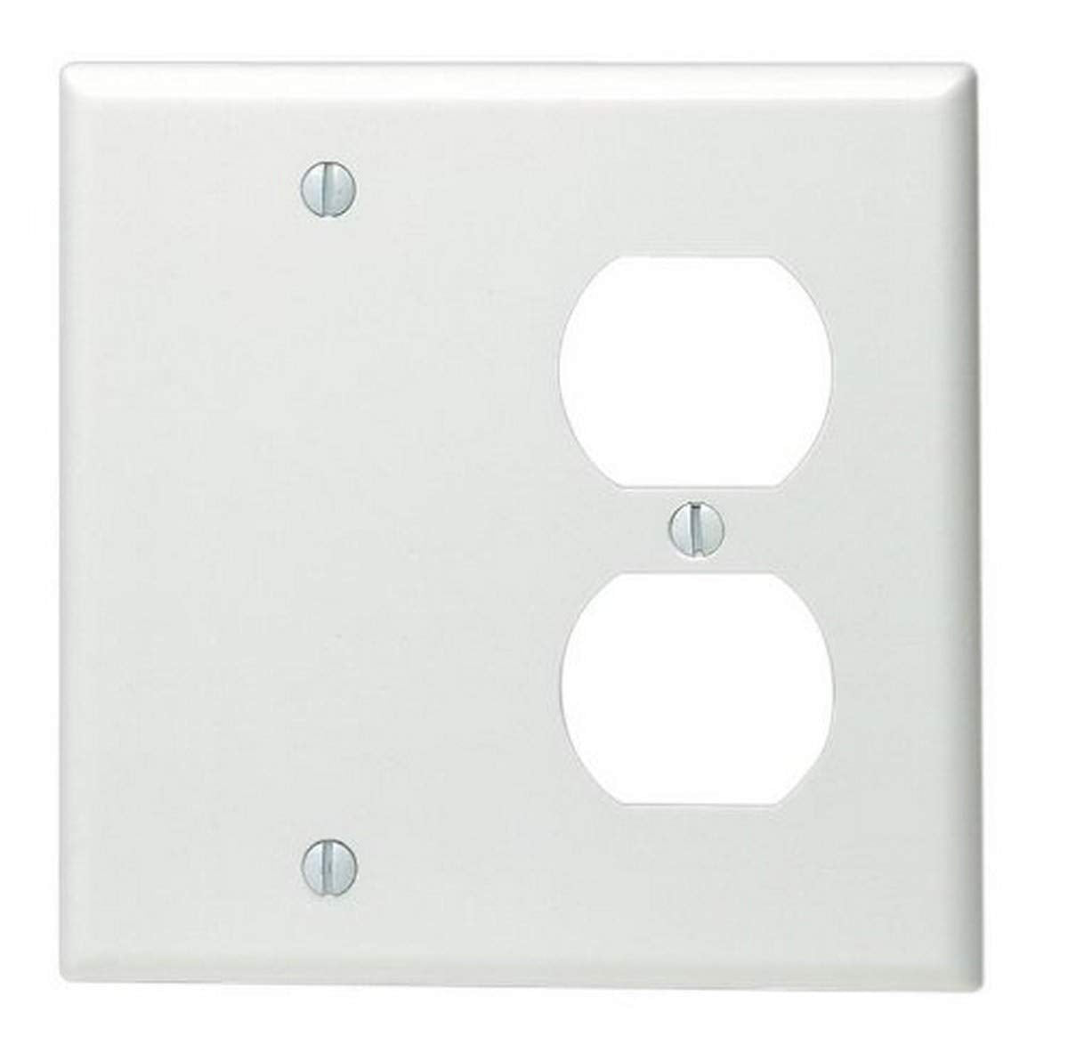 Leviton 88008 2-Gang 1-Duplex 1-Blank Device Combination Wallplate, Standard Size, Thermoset, Box Mount, White