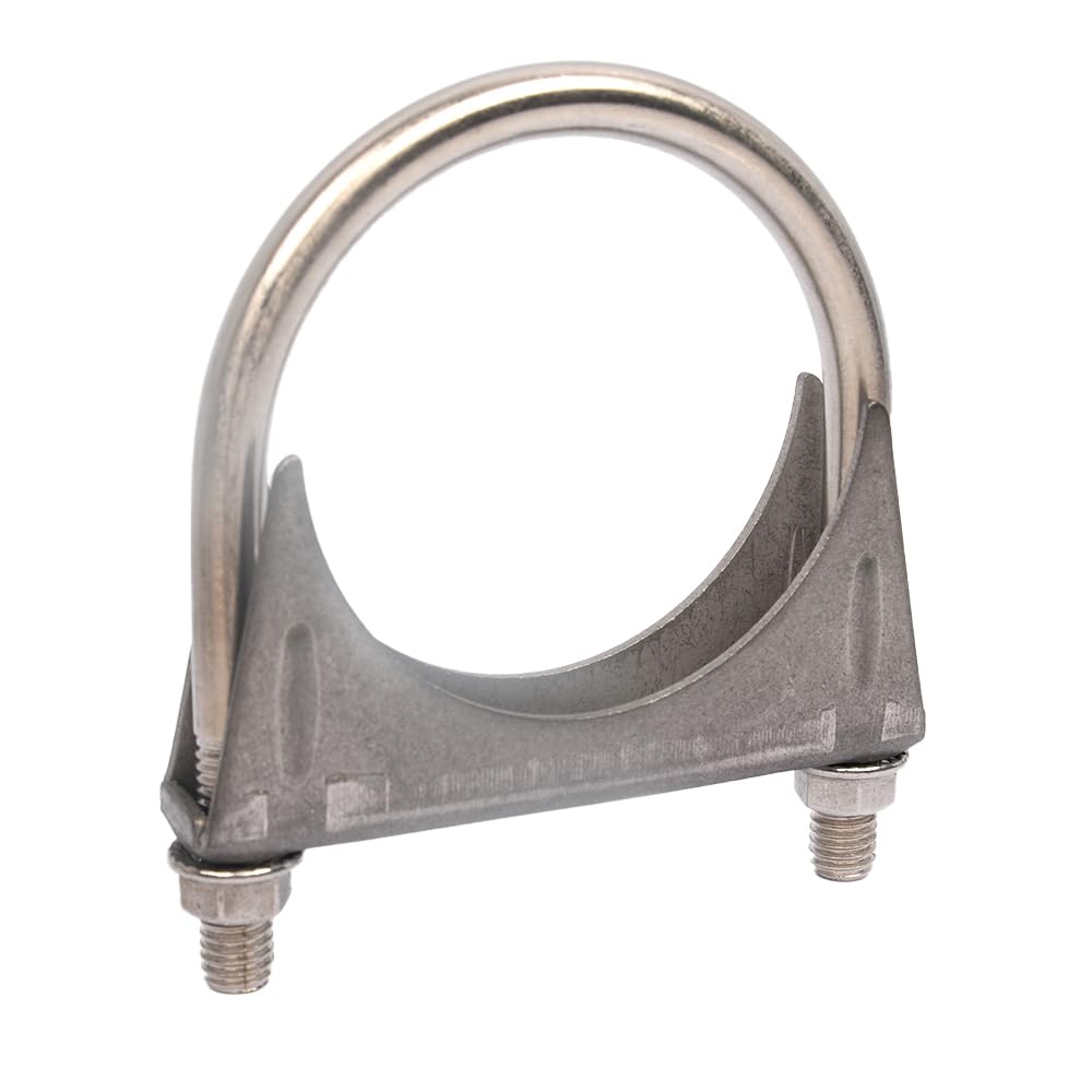 Universal Heavy Duty 3-1/2 Inch Stainless Exhaust Exhaust Clamp, 3.5    Exhaust U-Bolt Clamps Saddle Design With Reinforced Ribs