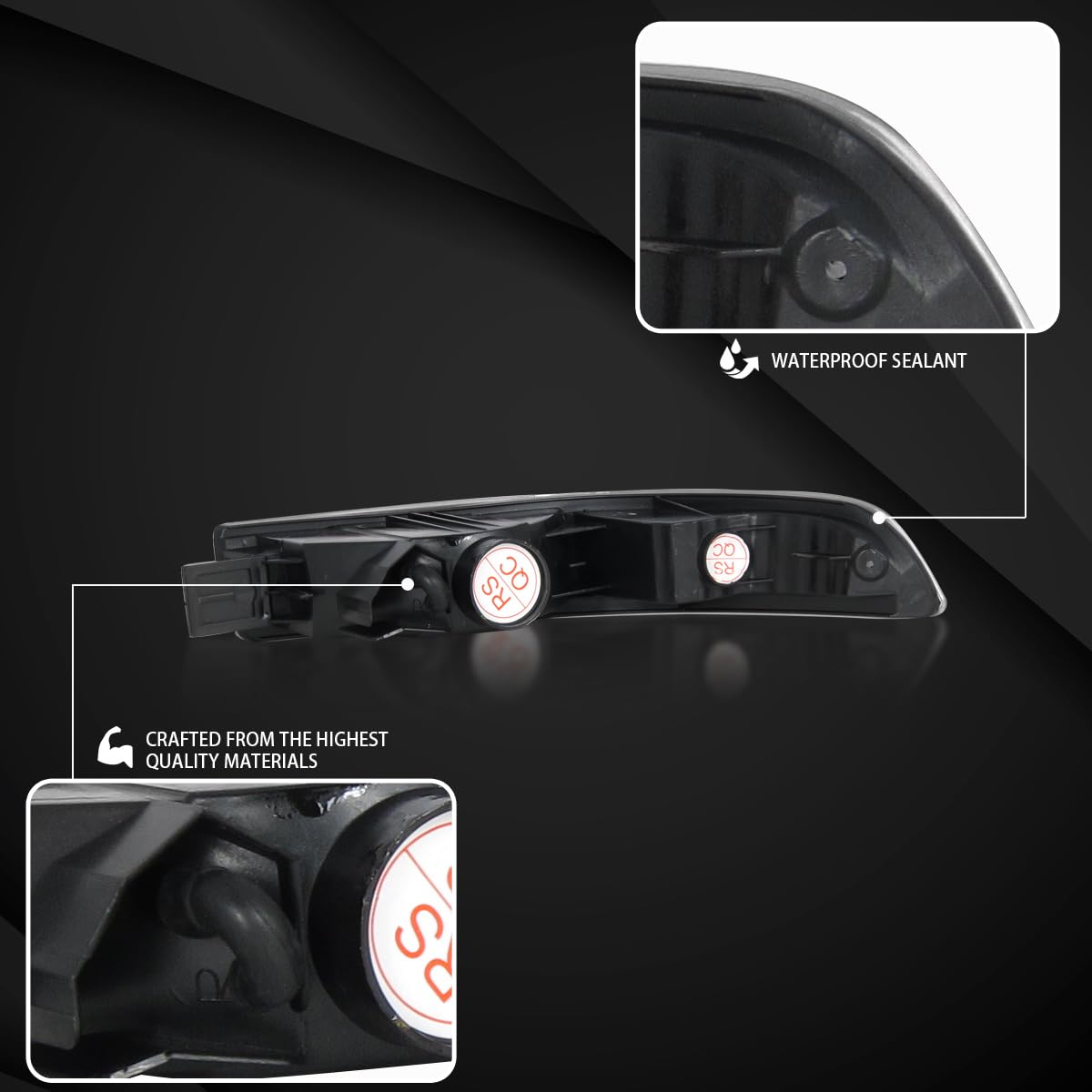 Autozensation Compatible With Acura Integra 1994-1997, Black Housing Clear Lens Bumper Lights, L+R Pair Assembly