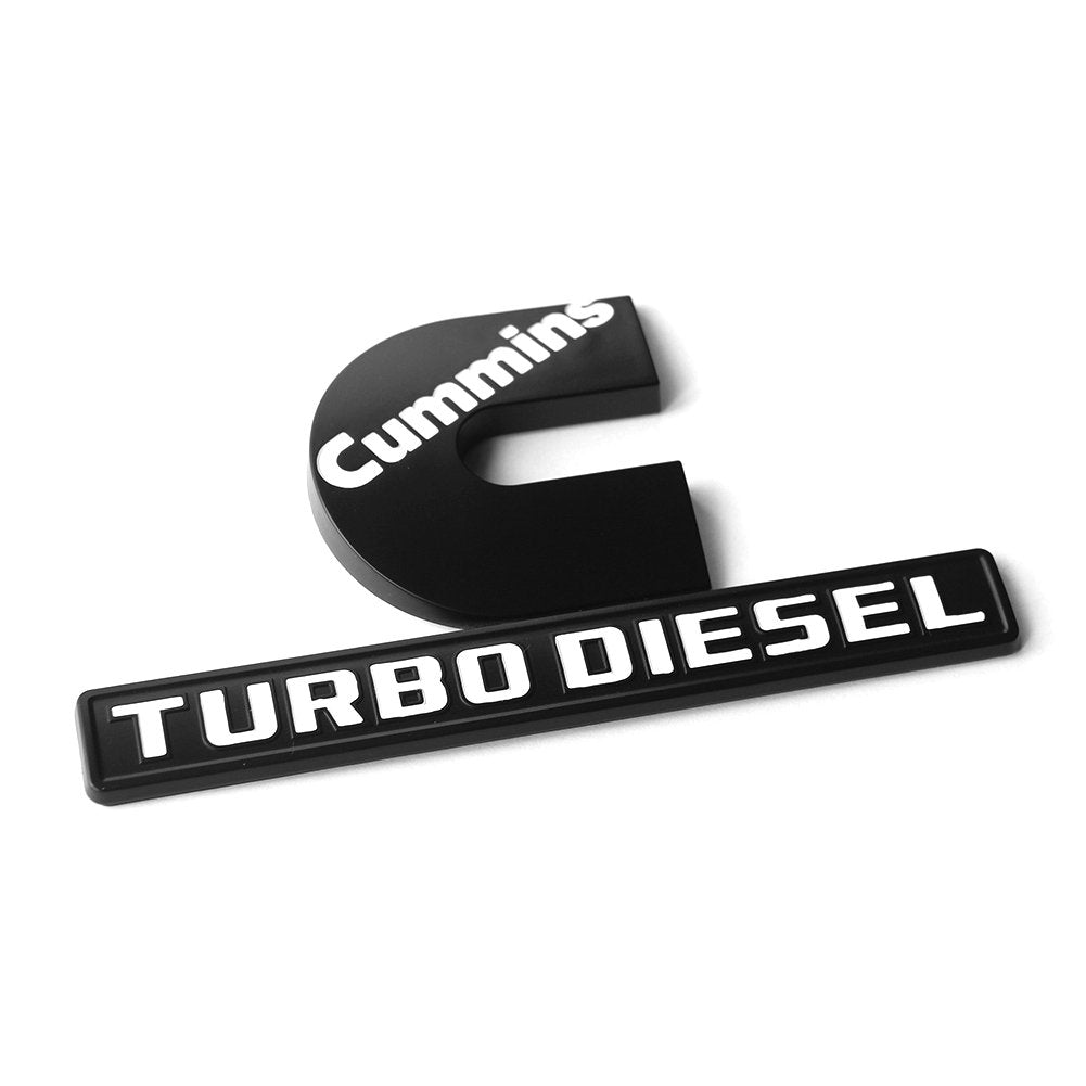 Yoaoo 2Pack Oem Black Cummins Turbo Emblem Compatible With 2500 3500 Emblem Matte White 6.2 By 3.4 Inches