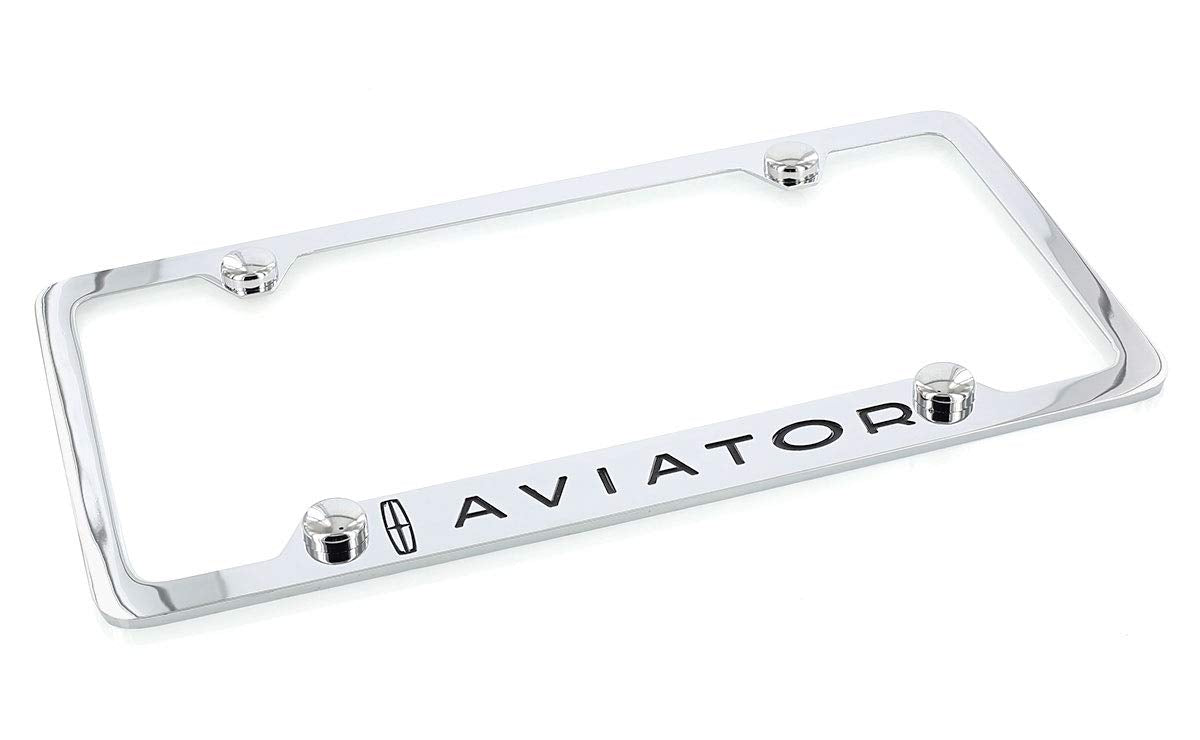 Lincoln Aviator Wordmark Logo Chrome Plated Metal License Plate Frame Holder 4 Hole