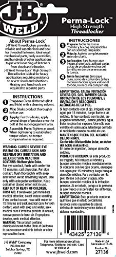 J-B Weld 27136 Perma-Lock High Strength Threadlocker - Red - 36 Ml