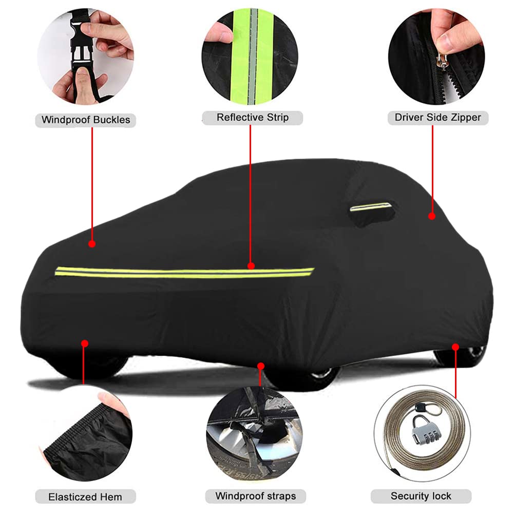 Waterproof Car Cover Replace For 1960-1980 Volkswagen Beetle, 6 Layers All Weather Car Covers With Door Zipper & Windproof Bands