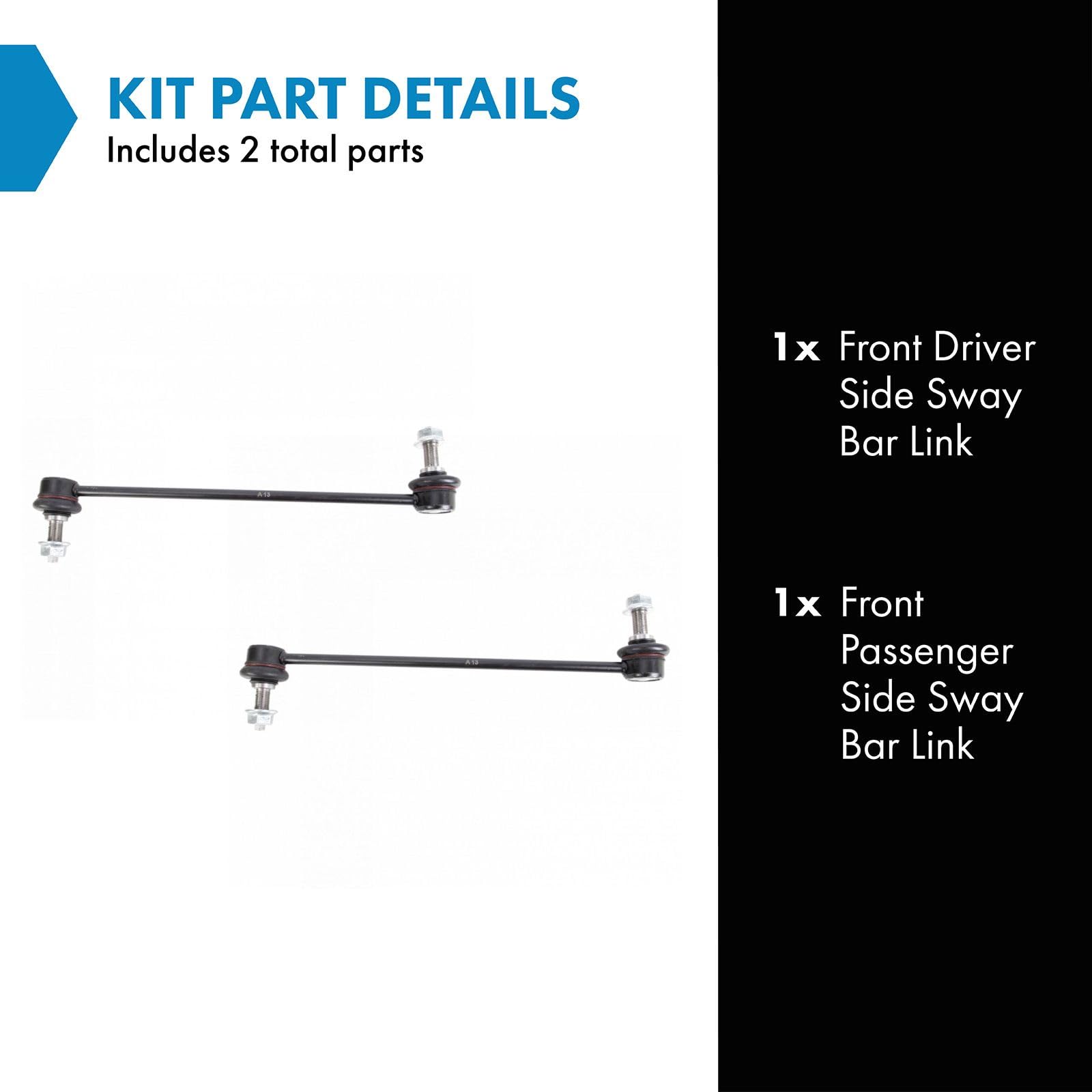 Trq Front Sway Bar Link Set Compatible With 2017-2019 Hyundai Elantra Ioniq 2019 Forte Niro