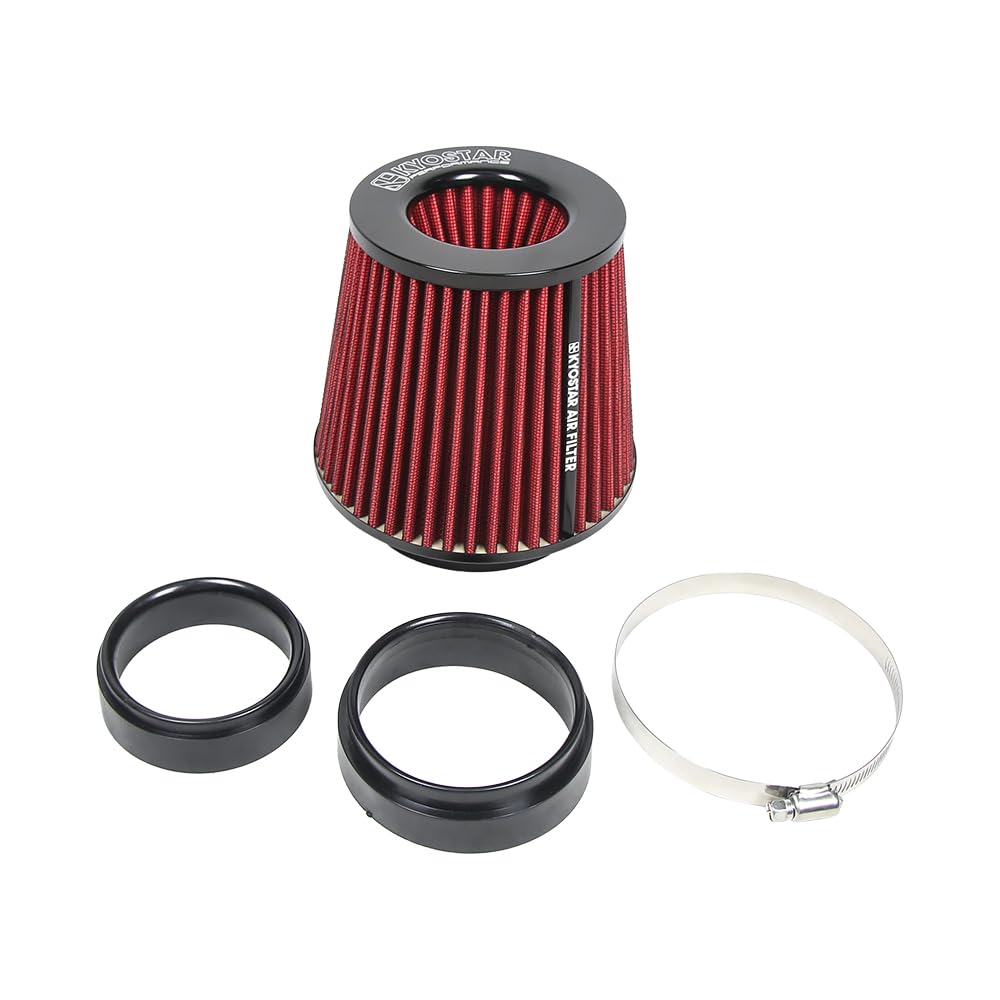Kyostar 3/3.5/4Inch Inlet Cold Air Intake Cone Replacement Performance Washable High Flow Dry Air Filter, Red