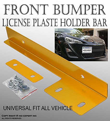Icbeamer Gold Universal Front Aluminum Bumper License Plate Mount Relocator Frame Bracket Holder Bar [Drilling Require]