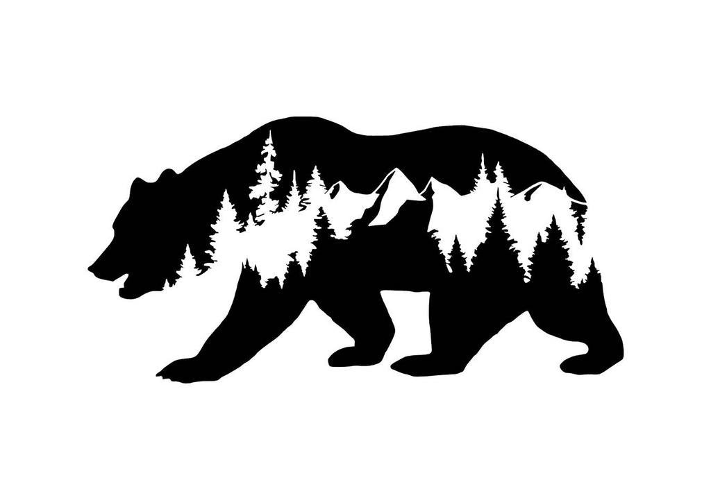 Bear Mountains Adventure Wanderlust CCI Decal Vinyl Sticker|Cars Trucks Vans Walls Laptop|Black |7.5 x 3.8 in|CCI1838