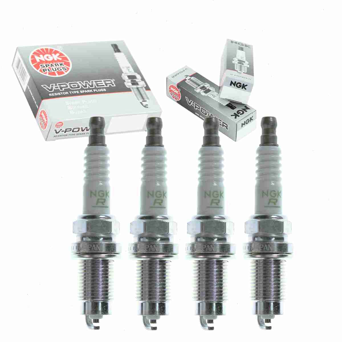 4 pc NGK V-Power Spark Plugs compatible with Nissan D21 2.4L L4 1990-1994