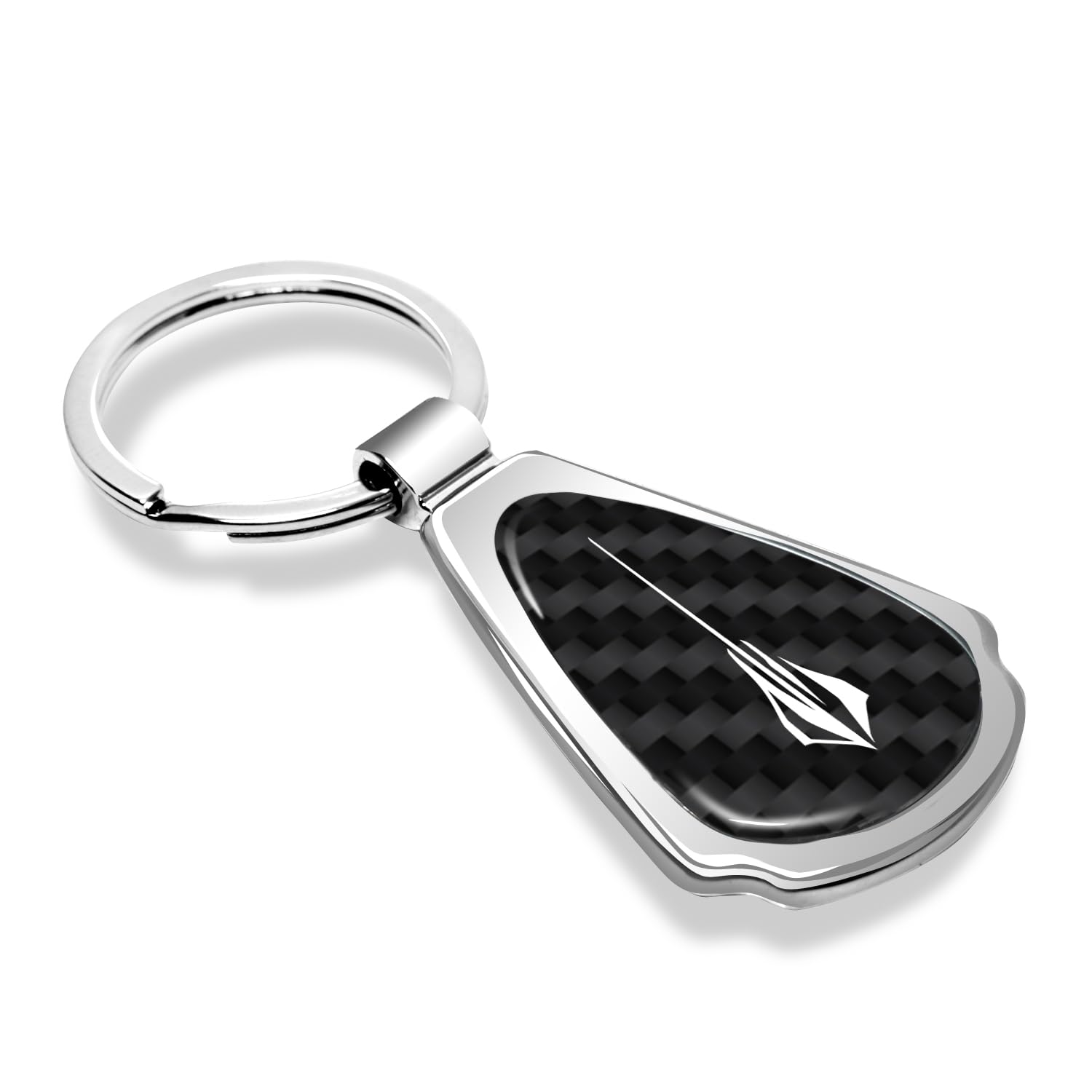iPick Image for Chevrolet Corvette C8 Stingray Real Black Carbon Fiber Chrome Metal Teardrop Key Chain Keychain, Official Licensed