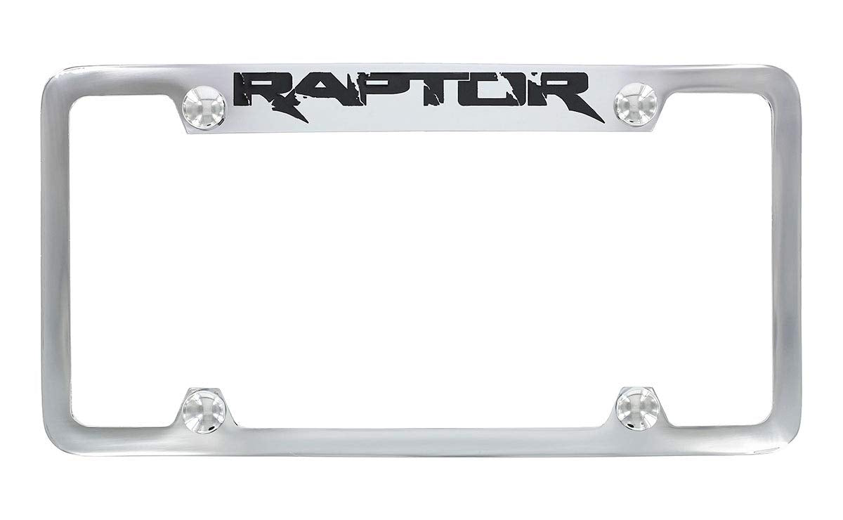 Ford Raptor Wordmark Chrome Plated Metal License Plate Frame Holder