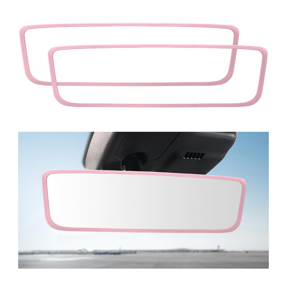 Povtii 2 Pcs Rear View Mirror Protector Frame, Silicone Automotive Interior Rearview Mirror Cover For Women Girls, Mirror Edge P