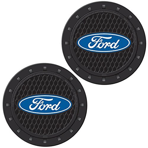 Plasticolor Ford Oval Cup Holder Coasters 2-Pack, Blue, Model 000651R01, Durable Polyvinyl Chloride
