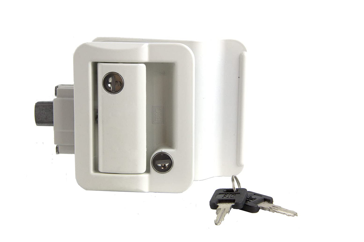 Lippert Global Entry Door Latch Kit With Deadbolt, Keyed Lock, Two Fic Keys, Edge Cover Plate, Strike Plate, Mounting Screws For