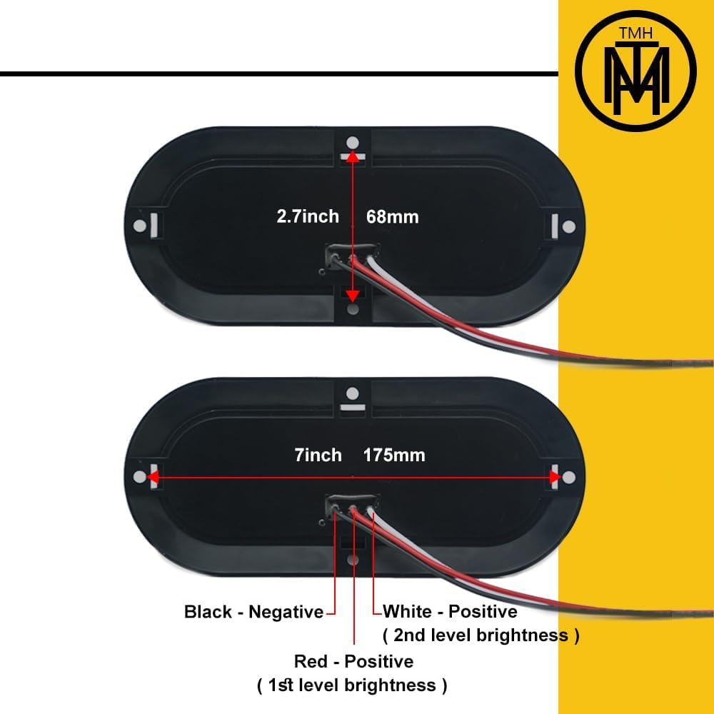 Tmh 6'' Oval Smoked Lens/Red Led Trailer Tail Light Surface Mount 10 Led Waterproof Stop Brake Turn Trailer Lights For Truck Rv