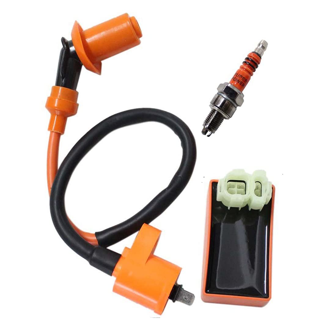 Performance Racing 6 Pins Ac Cdi Box + Ignition Coil + Spark Plug For Gy6 150Cc 125Cc 50Cc Scooter Moped Atv Go Karts