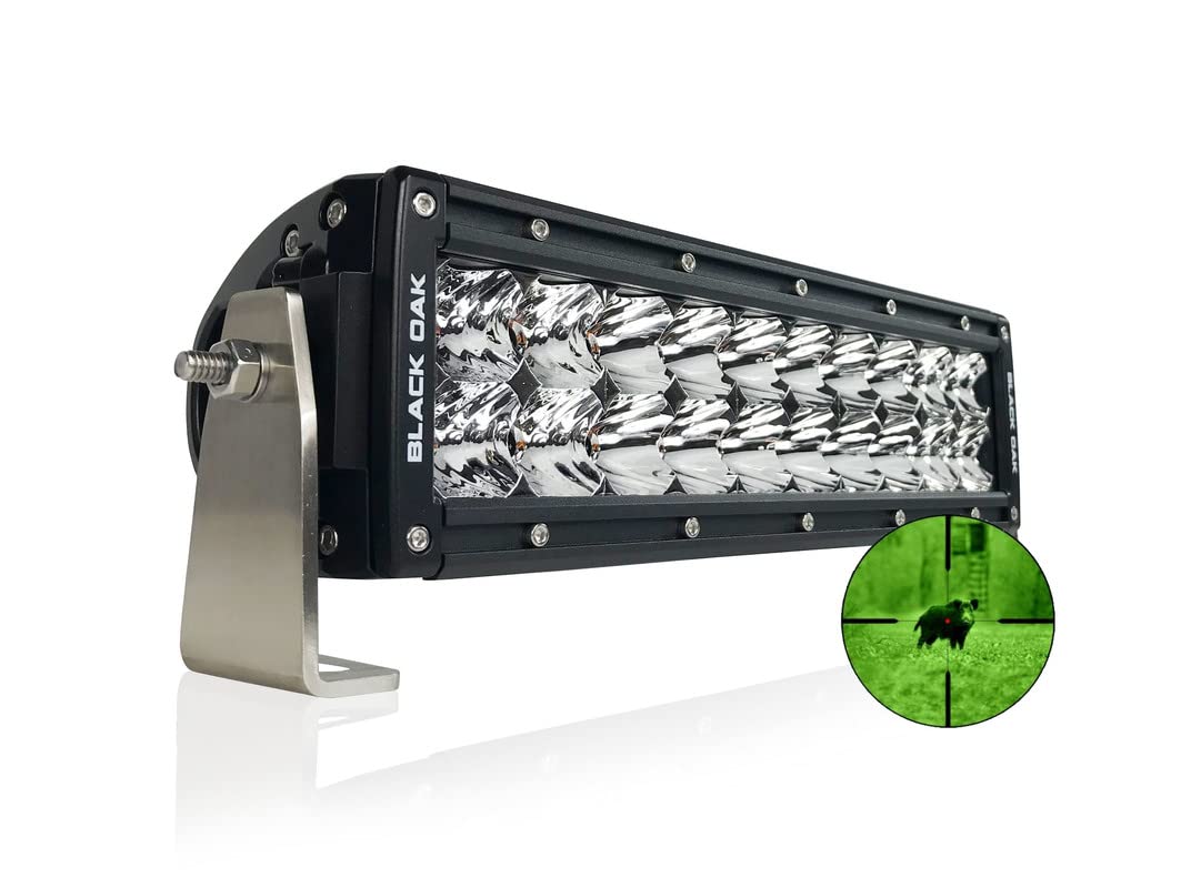 Black Oak Dual Row Infrared Led Light Bar 10- Inch 850Nm - Combo Optics Ip69K Rating Night Vision Tactical Led Light Bar For Off-Road Trucks, Jeep, Atv, Utv, Boats, Fog Driving, Hunting