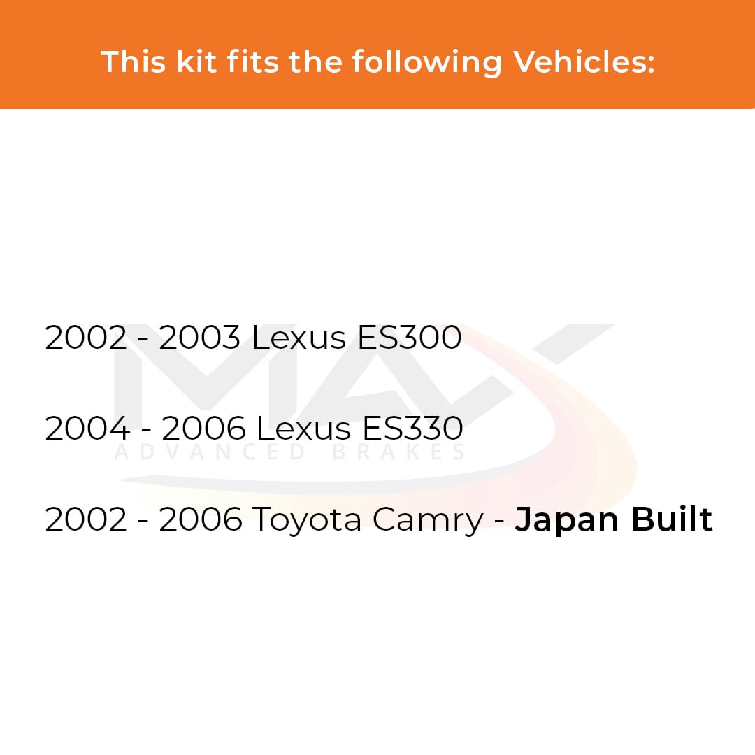Max Advanced Brakes Rear Brake Kit Compatible With 2002-2005 2006 Toyota Camry Compatible With Lexus Es300 Es330 Replacement Geo