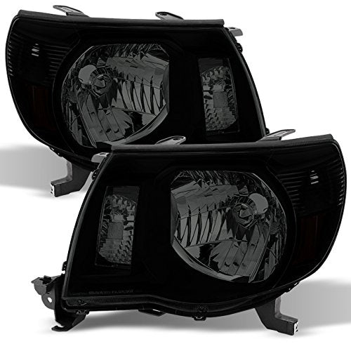 Akkon - For 2005-2011 Toyota Tacoma Oe Replacement Black Smoked Headlights Pair Driver Left+Passenger Right Head Lamps