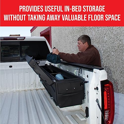 DU-HA Humpstor Truck Bed Storage Box fits Trucks with Open Truck Beds, Tonneaus, or Roll Up Covers | Black Heavy-Duty Side Tool