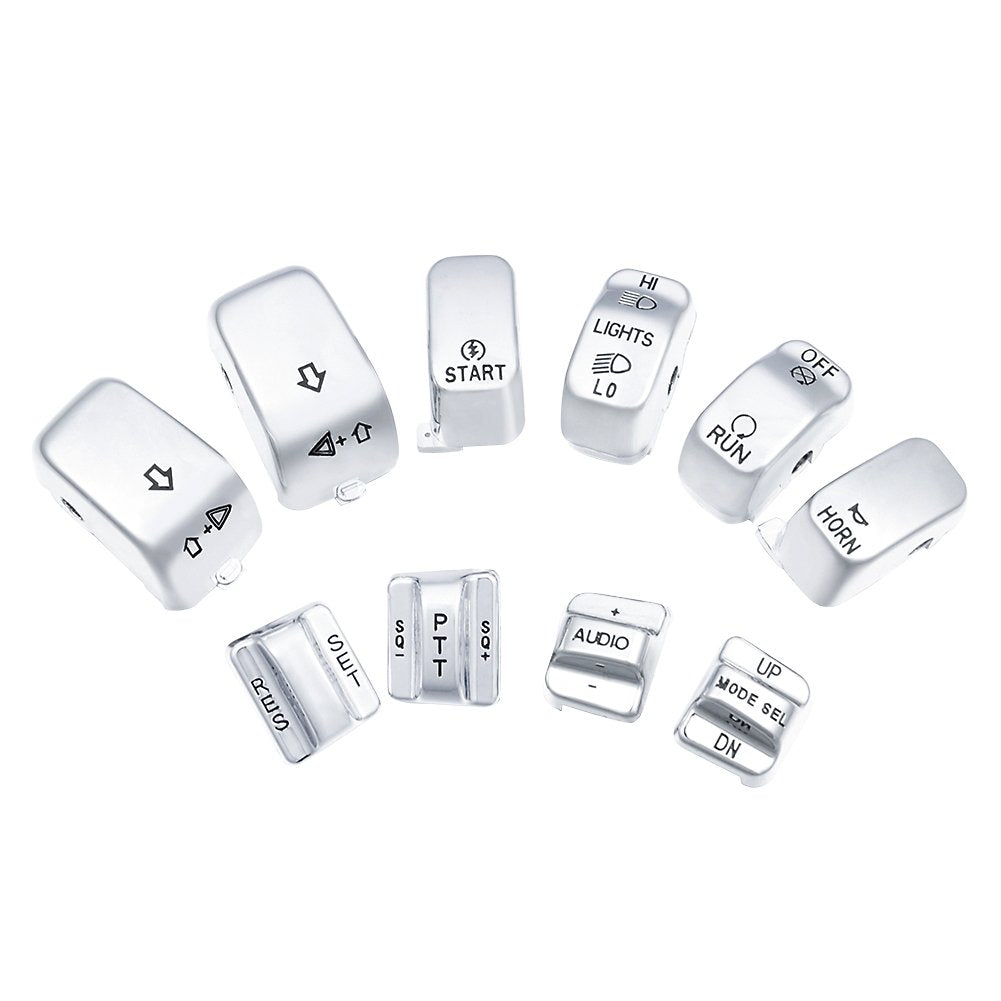 Chrome Switch Housings Caps Set for Harley Davidson Electra Glide Road King Tri Glide 1996-2013