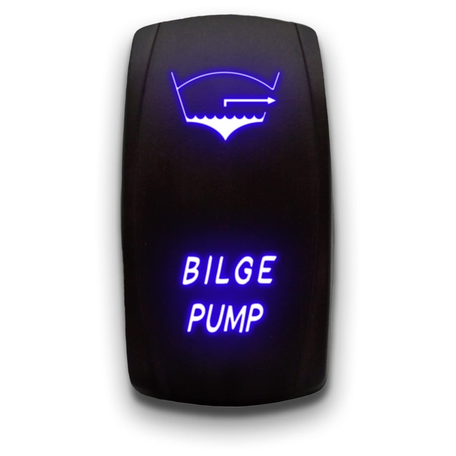 Bilge Pump - Blue - Switch Dual Light - Stark Laser Etched LED Rocker - 20A 12V ON/Off 5-PIN