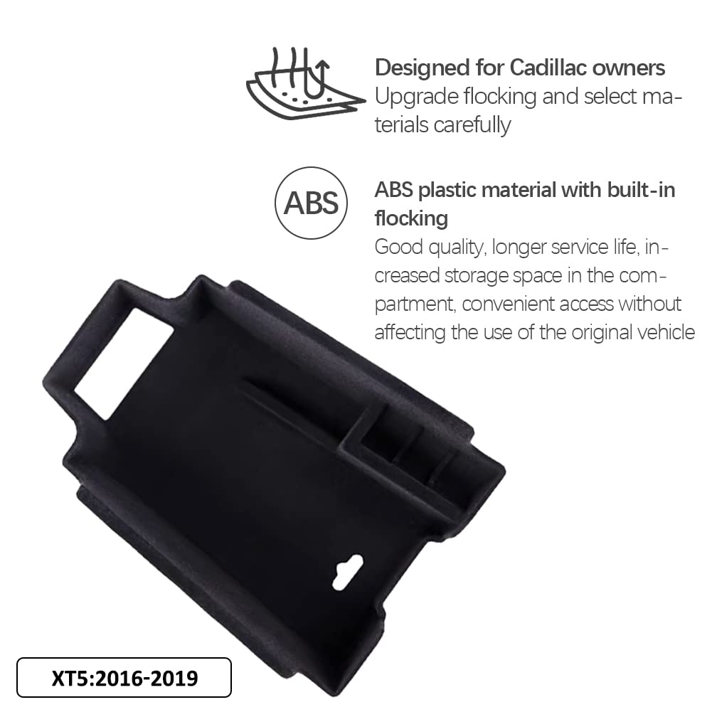 yboueo for XT5 Armrest Storage Tray Compatible with Cadillac XT5 Accessories 2019 2018 2017 2016 Flocking Interior Armrest Inser