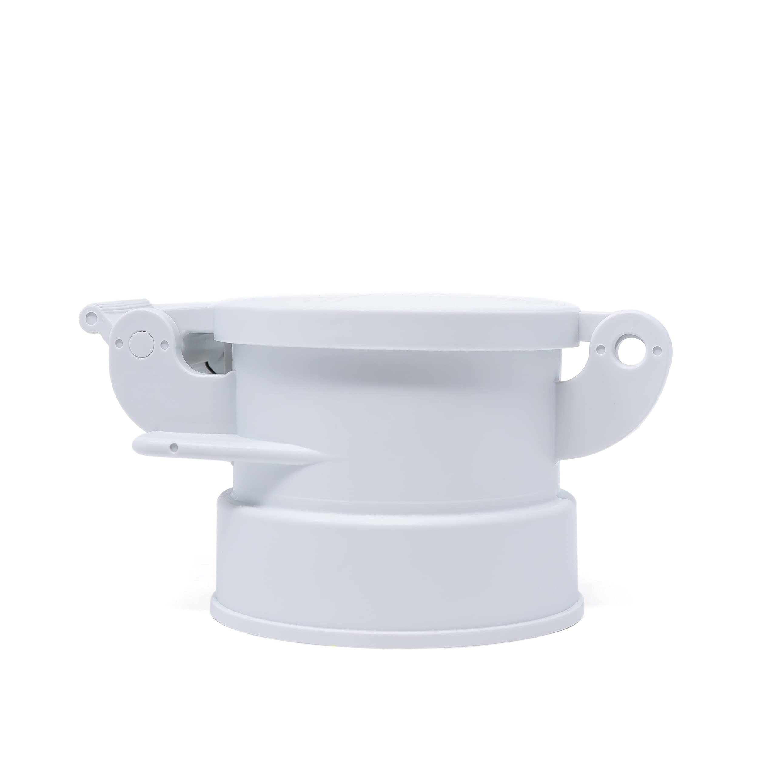 Enviro Design Products Footloose 4' Sewer Cap For Rv Sites/Campgrounds | Odorless, Self-Closing, Easy To Install & Use | Female, White, Polypropylene