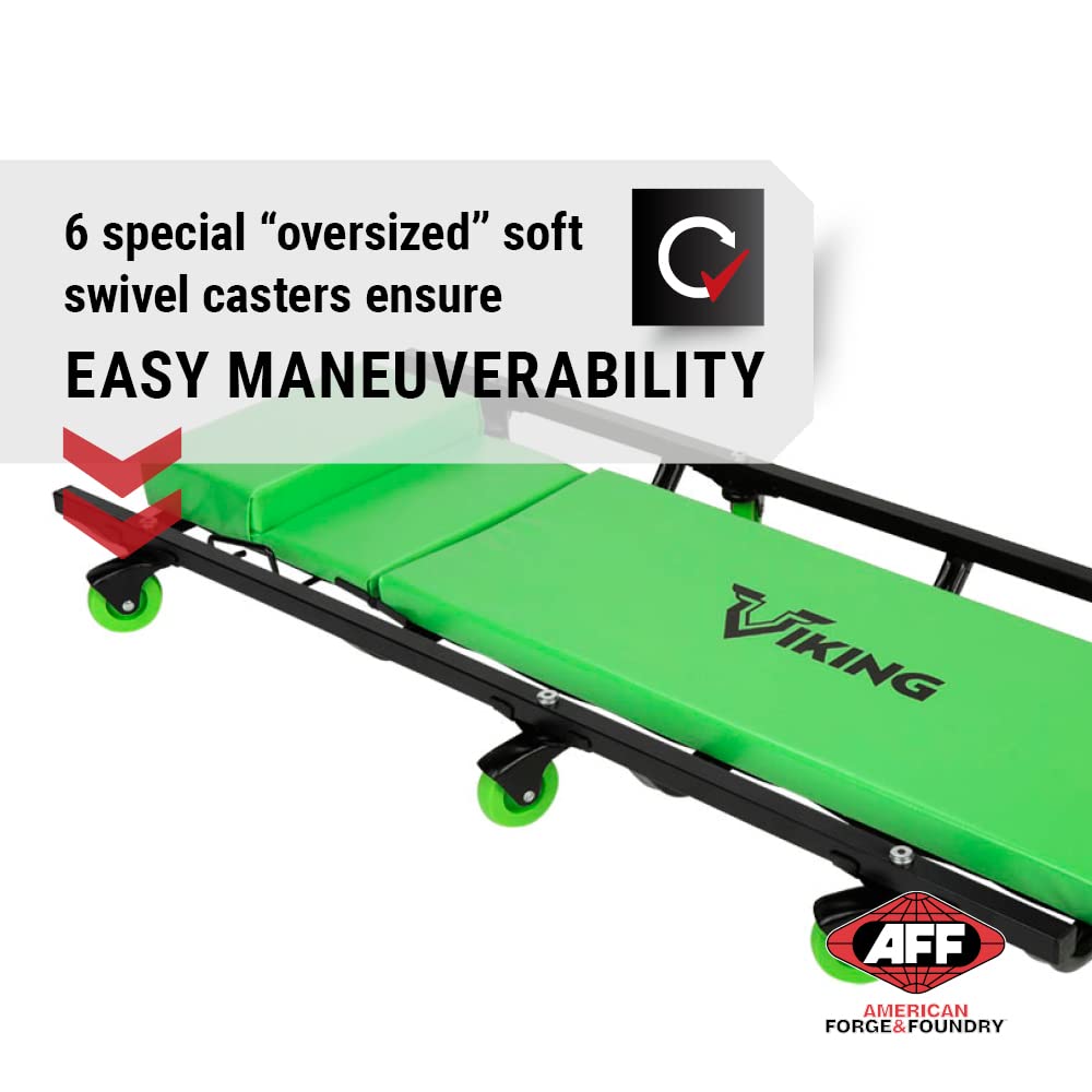 AFF Viking Mechanic's Creeper - Low Profile Fully Padded Design with Adjustable Head - Heavy Duty