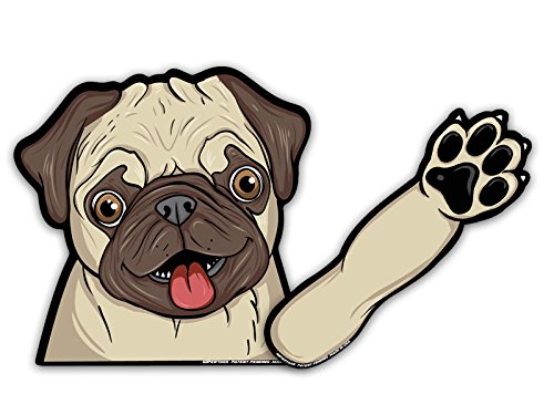 Pugly Pug Rescue Dog Waving Wipertags With Decal For Rear Vehicle Wipers